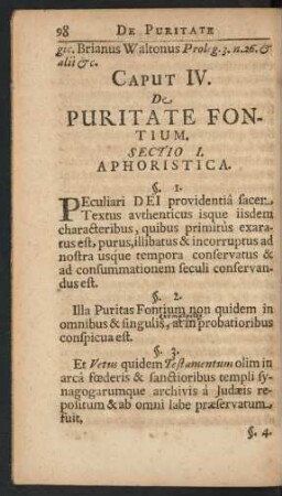 Caput IV. De Puritate Fontium