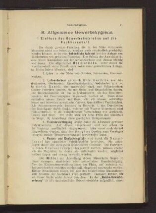 B. Allgemeine Gewerbehygiene
