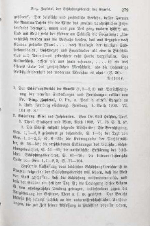 279-282 [Rezension] Zapletal, Vincenz, Der Schöpfungsbericht der Genesis (1,1-2,3)