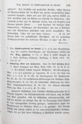 279-282 [Rezension] Zapletal, Vincenz, Der Schöpfungsbericht der Genesis (1,1-2,3)