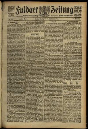 Erste Ausgabe vom Montag, den 23. September 1912.