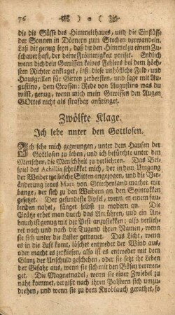 Zwölfte Klage. Ich lebe unter den Gottlosen