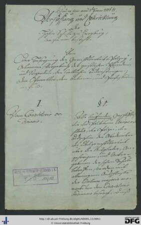[fol. 1] Vom Consistorio ordinario