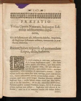 Praefatio Totis Operis Naturam, hujusque Editionis additamenta exponens ...