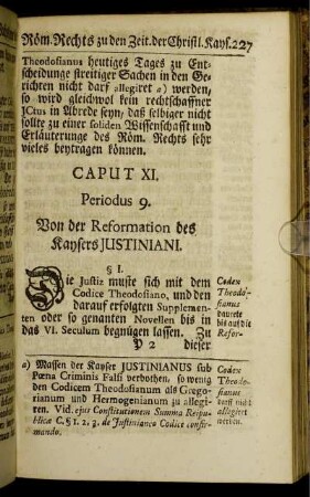 Caput XI. Periodus 9. Von der Reformation des Kaysers Justiniani.