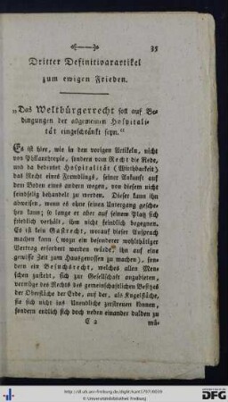Dritter Definitivartikel zum ewigen Frieden.