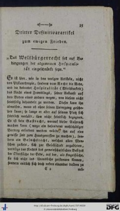Dritter Definitivartikel zum ewigen Frieden.