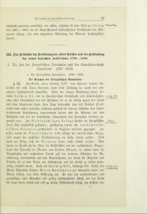 1. Die Zeit der Französischen Revolution und der Gewaltherrschaft Napoleons. 1789-1888