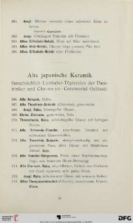 Alte japanische Keramik (Nr. 266-301)