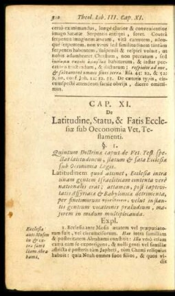 Cap. XI. De Latitudine, Statu, & Fatis Ecclesiae sub Oeconomia Vet. Testamenti.
