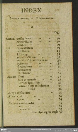 Index Praeparatorum Et Compositorum