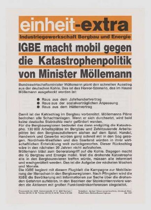 "IGBE macht mobil gegen die Katastrophenpolitik von Minister Möllemann"