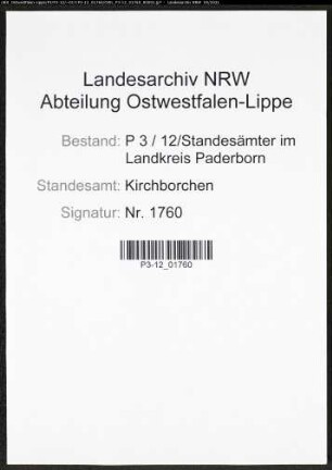 Heiratsregister Standesamt Kirchborchen