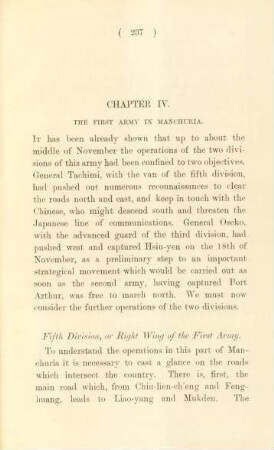 Chapter IV. The First Army in Manchuria