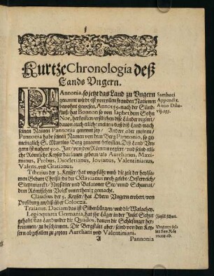 1-35, Kurtze Chronologia deß Lands Ungern