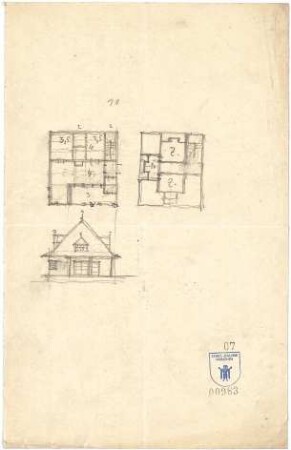 Bestelmeyer, German; Berlin - Wannsee; Landhaus und Gästehaus Dr. Jeidels - Gästehaus (Ansicht; Grundrisse)