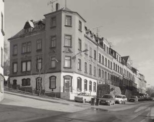 Mylau, Wohnhäuser : Mylau. Wohnhäuser (um 1900), Ernst-Thälmann-Straße 13/15. Straßenansicht