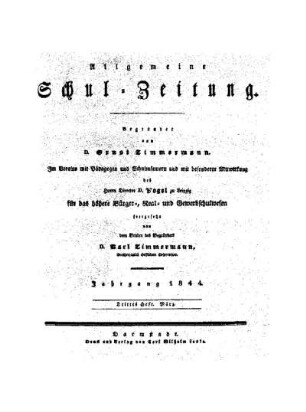 Titelblatt für März 1844 : [Heft 36 - 52]
