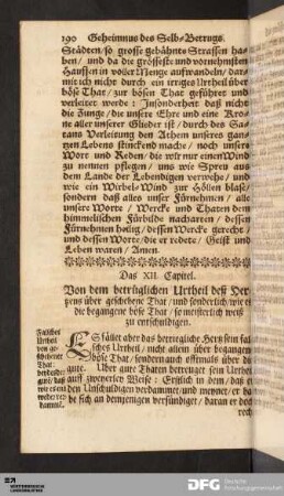Das XII. Capitel. Von dem betrüglichen Urtheil deß Hertzens über geschehene That...