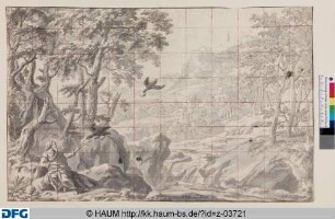 Salzdahlum: Der Prophet Elias von Raben versorgt in einer Landschaft