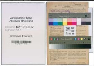 Entnazifizierung Friedrich Cremmer , geb. 02.10.1894 (Schlossermeister)
