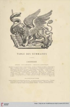 Table Des Sommaires