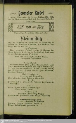 Heft 30. Kleinmiltitz. Großmiltitz. Schönau. Lausen