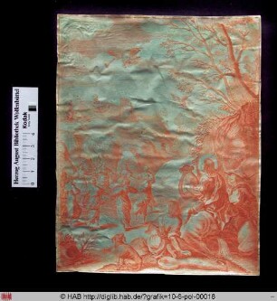 Landschaft mit Künsten: Malerei, Stickerei, Weberei, Tanz und Musik.