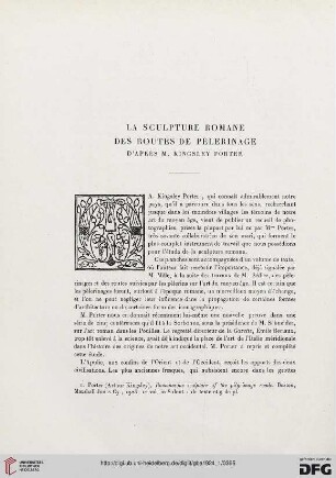 5. Pér. 9.1924: La sculptur romane des routes de pélerinage : d'aprés M. Kingsley Porter