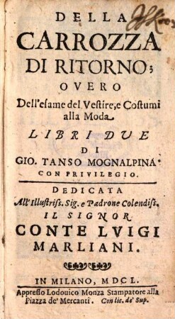 Della Carozza di Ritorno ... libri due