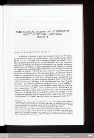 Agricultural Trends And Government Policy In Ottoman Anatolia 1800-1914