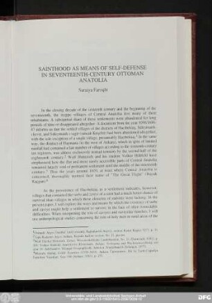 Sainthood As Means Of Self-Defense In Seventeenth-Century Ottoman Anatolia Suraiya Faroqhi