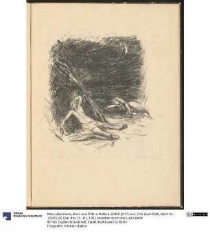 Boas und Ruth schlafend. Blatt 6 (S.17) aus: Das Buch Ruth