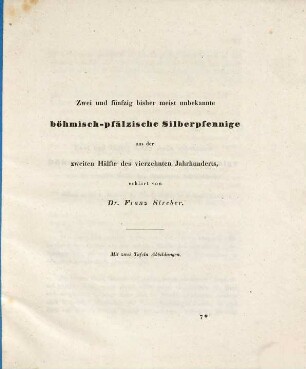 Zwei und fünfzig bisher meist unbekannte böhmisch-pfälzische Silberpfennige aus der zweiten Hälfte des vierzehnten Jahrhunderts