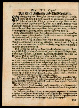 Das IIII. Capitell. Von Krieg Auffruhr und Blutvergiessen.
