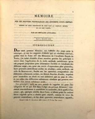 Mémoire sur les pouvoirs neutralisans des différens corps simples