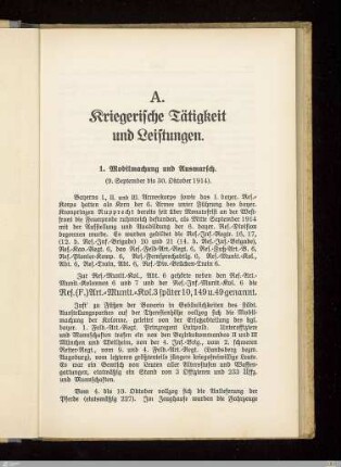 A. Kriegerische Tätigkeit und Leistungen