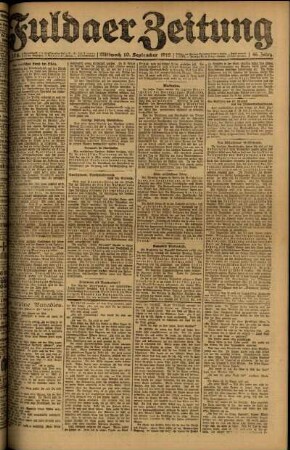 Erste Ausgabe vom Mittwoch, den 10. September 1919.