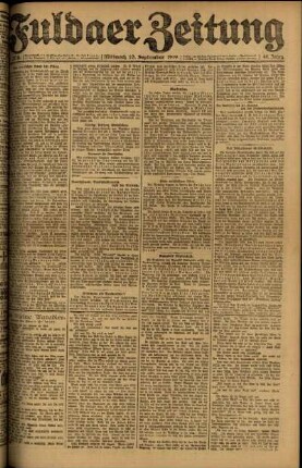 Erste Ausgabe vom Mittwoch, den 10. September 1919.