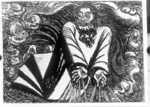 Der erste Tag : Der erste Tag. Holzschnitt; 257 x 359 mm (1920; E. Barlach)