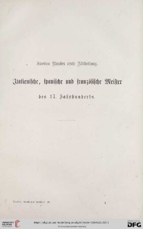 Zweiten Bandes erste Abtheilung. Italienische, spanische und französische Meister