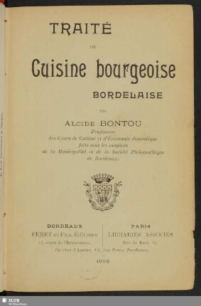 Traité de cuisine bourgeoise bordelaise
