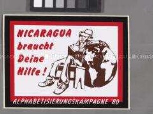 Aufkleber aus der Bundesrepublik zur Solidarität mit dem Volk von Nicaragua (Alphabetisierung)