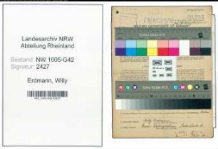 Entnazifizierung Willy Erdmann , geb. 01.06.1914 (Maler)