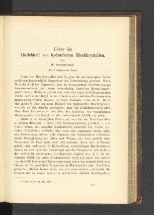 Ueber die Löslichkeit von hydratierten Mischkrystallen.