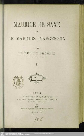 1: Maurice de Saxe et le marquis d'Argenson