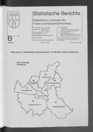 Wahl zum 13. Deutschen Bundestag am 16. Oktober 1994 in Hamburg