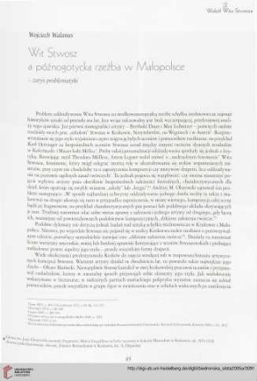 Wit Stwosz a późnogotycka rzeźba w Małopolsce - zarys problematyki