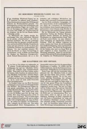 Die Münchner Werkbund-Tagung Mai 1921