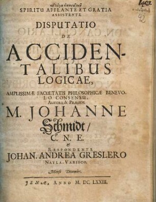 Disputatio De Accidentalibus Logicae